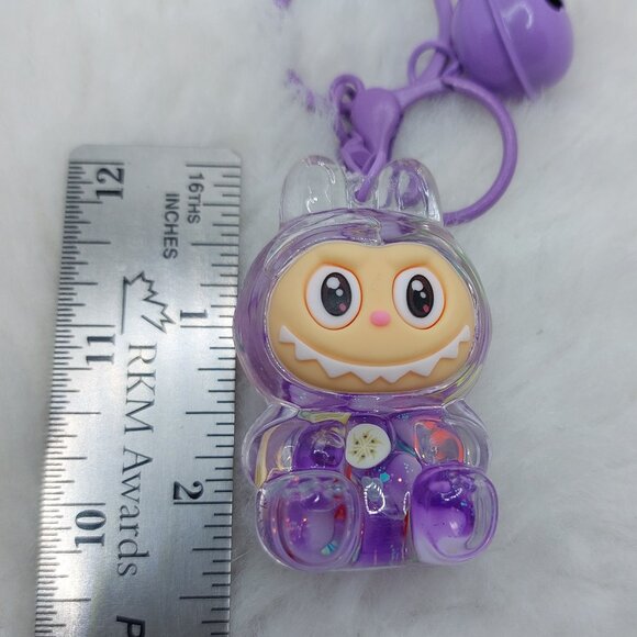 2/$19 Labubu Flowing Sand Exquisite purple keychain with bell - Picture 7 of 9